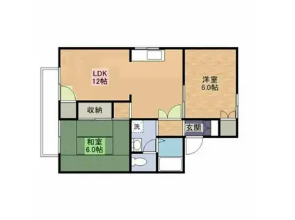 セジュールおがたC(2LDK/2階)の間取り写真