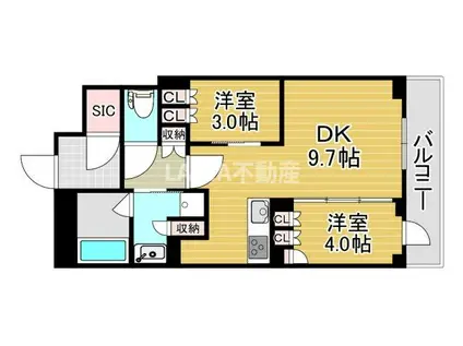 ファインレジデンス福島海老江(2LDK/3階)の間取り写真