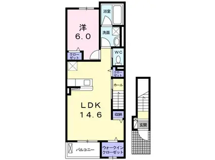 ティック リジェ翔III(1LDK/2階)の間取り写真