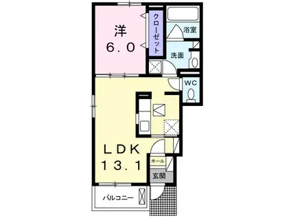 バーベナの丘(1LDK/1階)の間取り写真