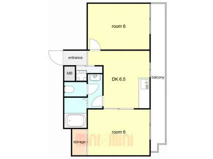 第二八幡屋ビル(2DK/5階)の間取り写真