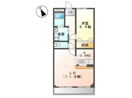 プティエシャトー(1LDK/2階)の間取り写真