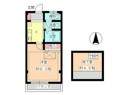 メゾンカナ(1SK/1階)の間取り写真