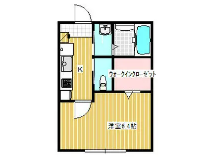 リーフィアII(1K/1階)の間取り写真