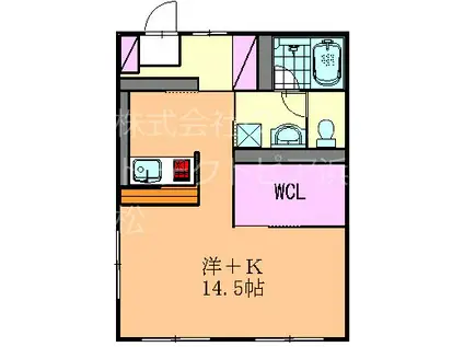 コーポラスサンライズA(ワンルーム/2階)の間取り写真