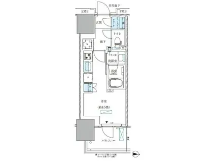 パークアクシス西大島コンフォートスクエア(ワンルーム/13階)の間取り写真