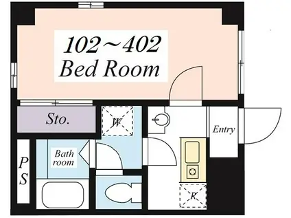 マリーンコーブ等々力(1K/3階)の間取り写真