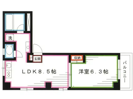 ブランニューウェイブ(1LDK/3階)の間取り写真