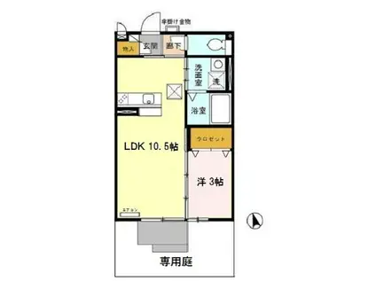 カモミール(1LDK/1階)の間取り写真