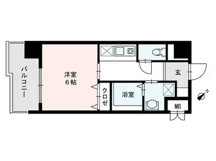 ジャスティス駅東(1K/2階)の間取り写真