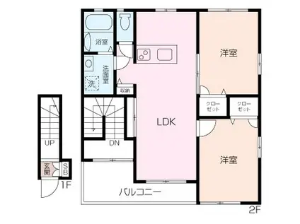 カーム桜山A(2LDK/2階)の間取り写真
