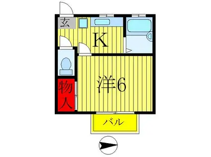 サンライフ南柏B棟(1K/2階)の間取り写真