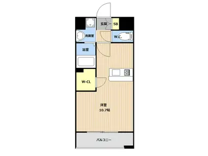 LIBTH平尾II(ワンルーム/6階)の間取り写真