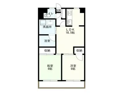 ラ・シェーヌハイツ(2LDK/3階)の間取り写真