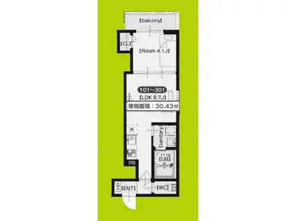 F ASECIA ATTIVOVI(1LDK/3階)の間取り写真