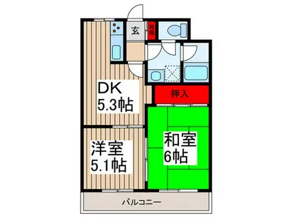 エスポワール南浦和(2DK/2階)の間取り写真