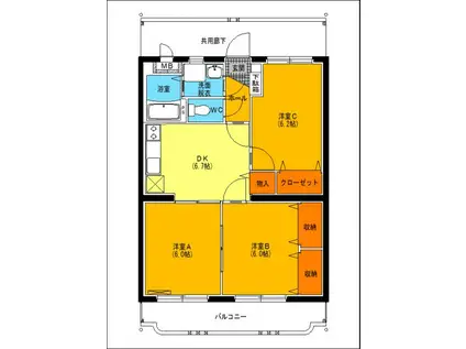 ユーミー渡邉(3DK/4階)の間取り写真