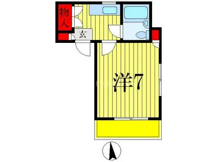 鳥山松戸ハイツ(1K/6階)の間取り写真