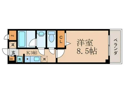 リファイン椥辻(1K/2階)の間取り写真