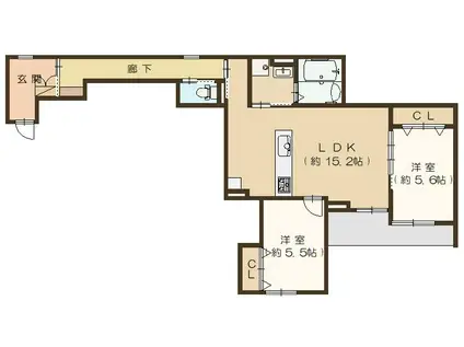 MAISON BRIGHTWOOD UN(2LDK/2階)の間取り写真