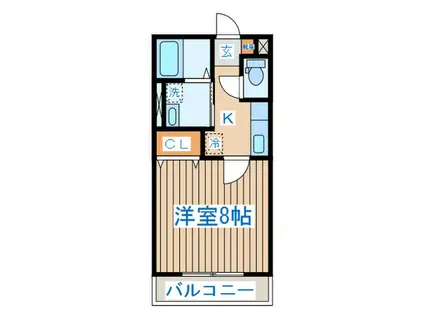 リヴァーサイド米ヶ袋(1K/1階)の間取り写真