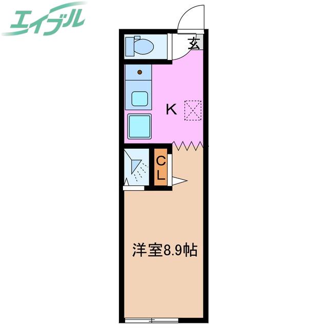 LA FAMILLE伊勢壱番館(1K/1階)の間取り写真