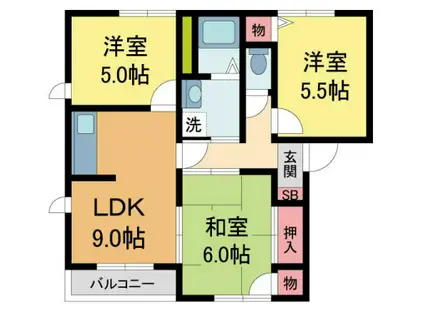 サニーヴィラ(3DK/2階)の間取り写真