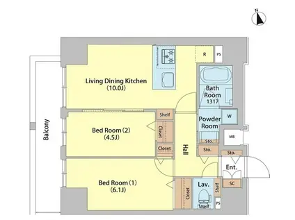 SAION町屋 旧レフィールオーブ町屋駅前(2LDK/13階)の間取り写真