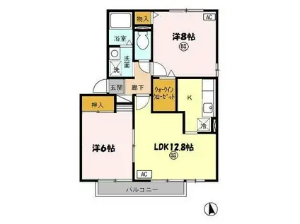 アヴァンセ・イチバ B(2LDK/2階)の間取り写真