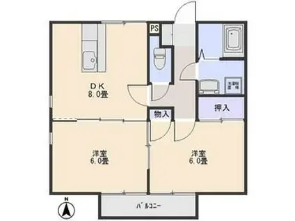 グリーンシティー(2DK/1階)の間取り写真