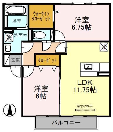 ヴィラウエスト(2LDK/2階)の間取り写真