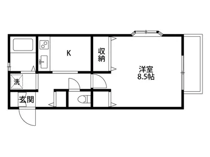 山都フラッツC(1K/2階)の間取り写真