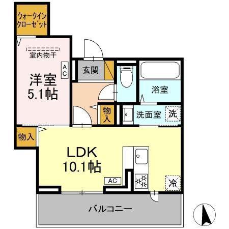 D-セアリス黒砂(1LDK/3階)の間取り写真