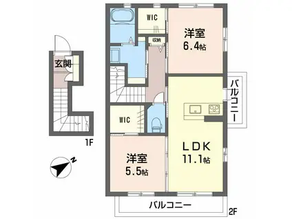 シャーメゾン真彩N50(2LDK/2階)の間取り写真