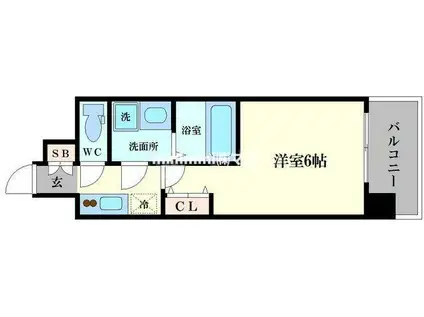 LC難波南II(1K/6階)の間取り写真