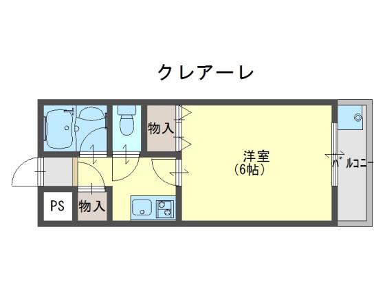 クレアーレ(1K/4階)の間取り写真