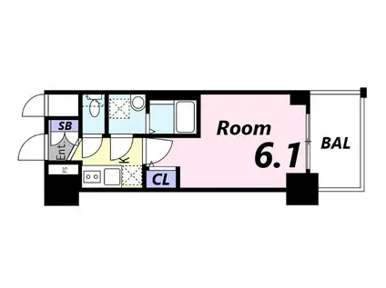 エスリード神戸兵庫駅ミッドポート(1K/4階)の間取り写真