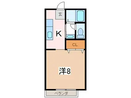 メゾンおくわはら(1K/1階)の間取り写真