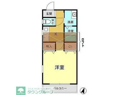 レジデンスTM村岡(1K/1階)の間取り写真