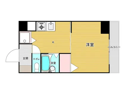 竹屋町原野ビル(1DK/3階)の間取り写真