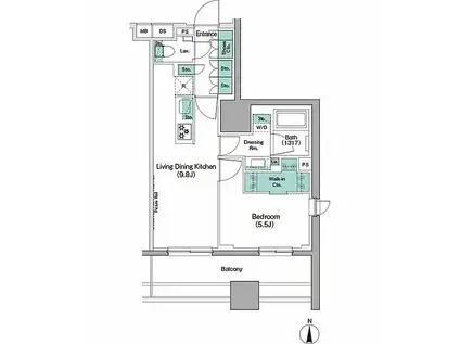 ザ・パークハビオ木場(1LDK/8階)の間取り写真