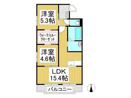 エクシード今井(2LDK/2階)の間取り写真