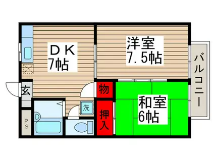 クレストパレス参番館(2DK/3階)の間取り写真