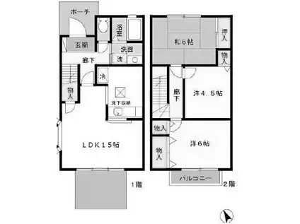 パルティーダ B棟(3LDK/1階)の間取り写真