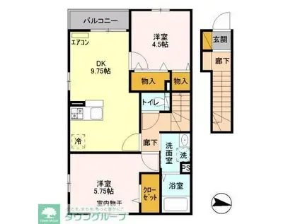 ボンヌール マキ(2DK/2階)の間取り写真