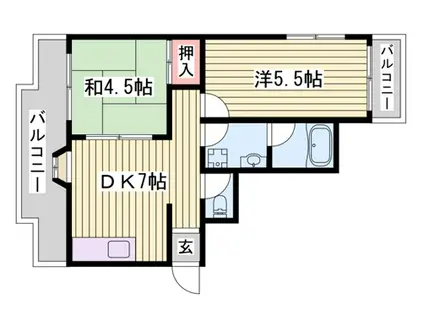 サンライズ伊伝居(2DK/3階)の間取り写真