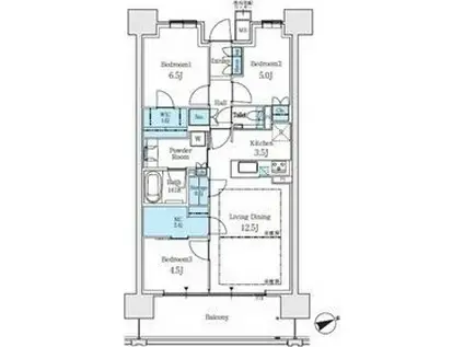 パークホームズ刈谷アネシア ノースレジデンス(3LDK/14階)の間取り写真