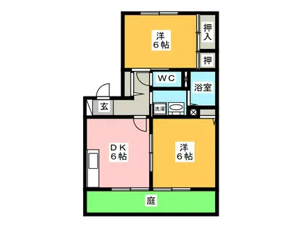 パークサイド中矢部(2DK/1階)の間取り写真