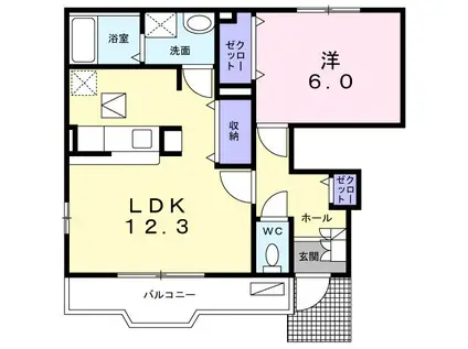 グレイスフルB(1LDK/1階)の間取り写真