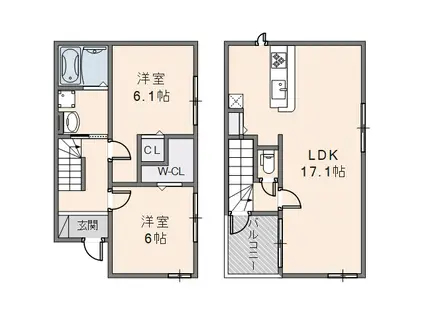 ハルノテラス(2LDK/1階)の間取り写真